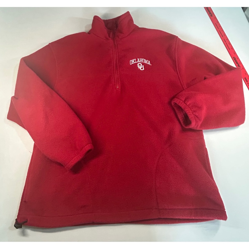 AS Sports Oklahoma Sooners Mens Large 1/4 Zip Fleece Pullover Crimson Red OU